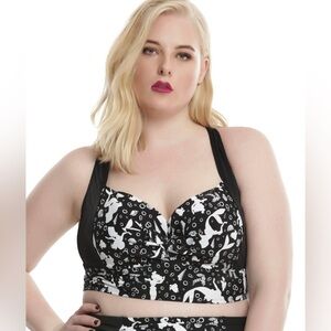 torrid Black & White Mermaid-Print Longline Bikini Top